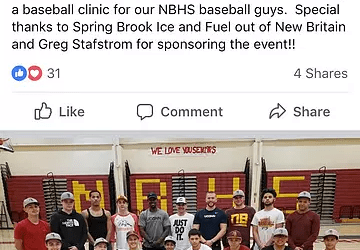 Jack Sundberg Visits New Britian High School for Baseball Clinic